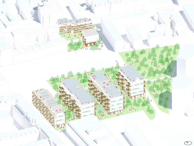 Urban Farming Dachlandschaft Rote Emma Wien, Wohnquartier Donaustadt